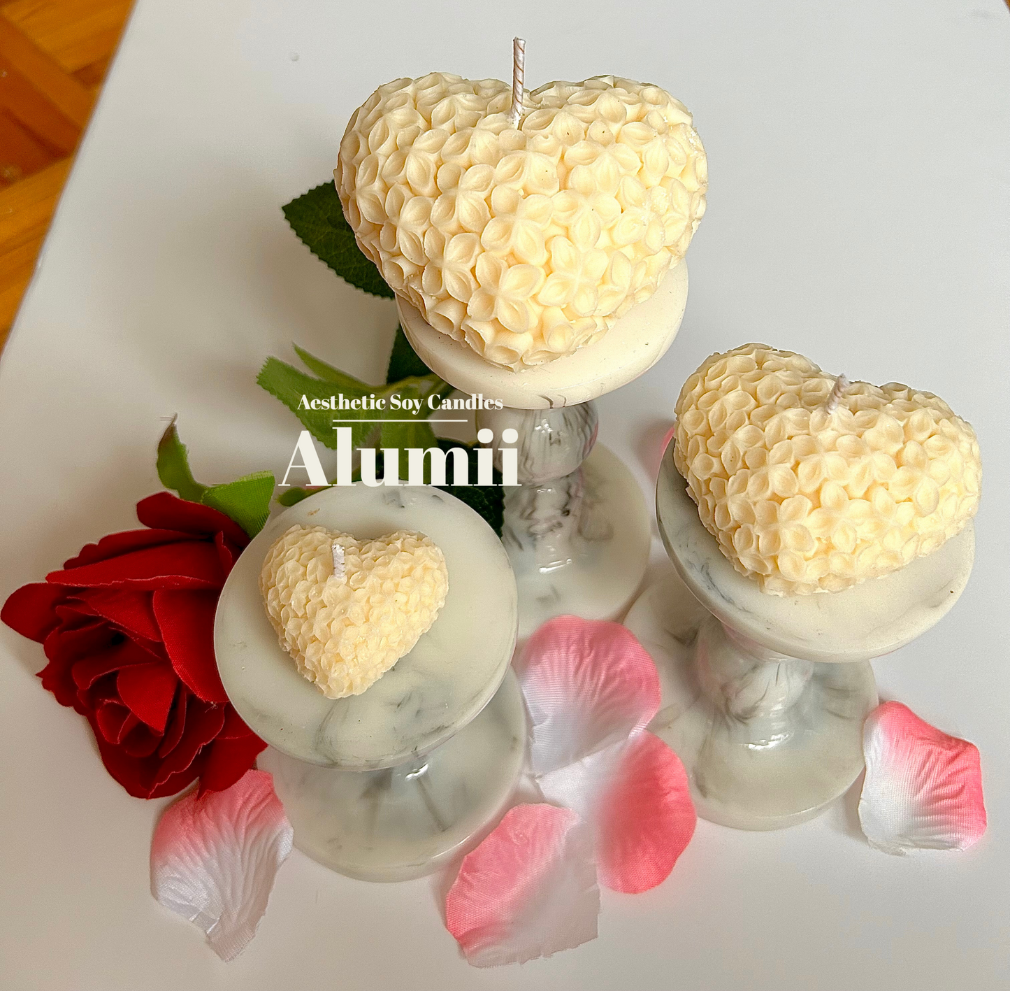 Floral Hearts Candles